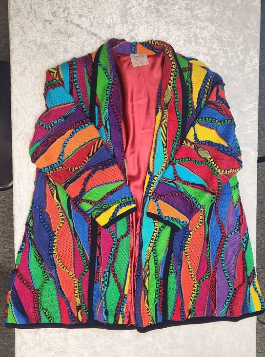 Cuggi "Coogi" Jackets & Blazers - Vintage Cuggi "Coogi" Womens Multicolor Cotton Knit Australia Cardigan-Size SS